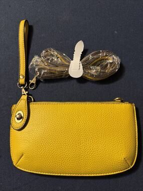 Joy Susan crossbody wristlet clutch, new, gold women clutch, cross body, Leather